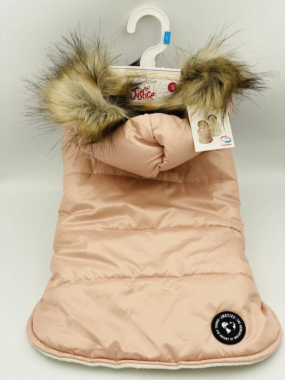 justice reversible dog coat puffer jacket new S